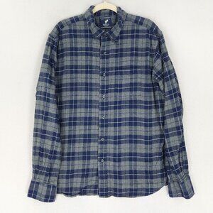 Sault New England Shirt Mens XL Blue Gray Plaid Flannel Button Up Cotton Casual